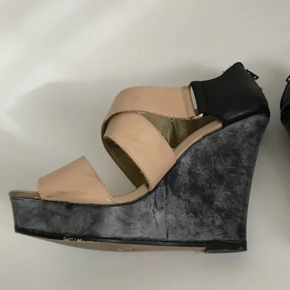 Seychelles Color Block Leather Wedge Platform Sandals Size 8