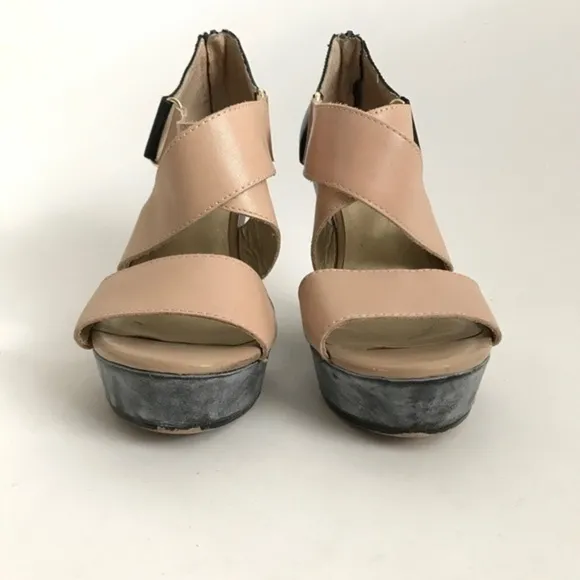 Seychelles Color Block Leather Wedge Platform Sandals Size 8