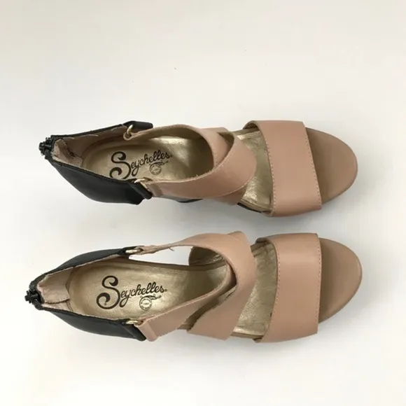 Seychelles Color Block Leather Wedge Platform Sandals Size 8