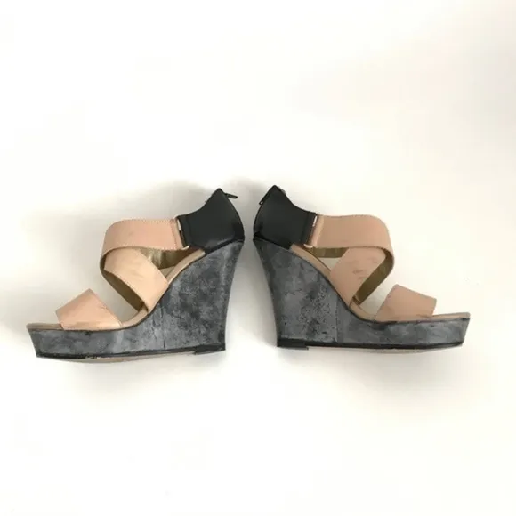 Seychelles Color Block Leather Wedge Platform Sandals Size 8