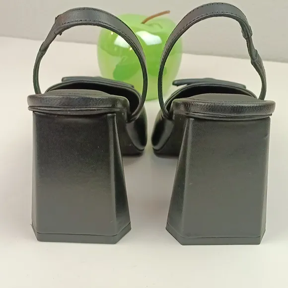 Seychelles Rumor Has It Black Slingback Point Toe Leather Heels sz 8.5
