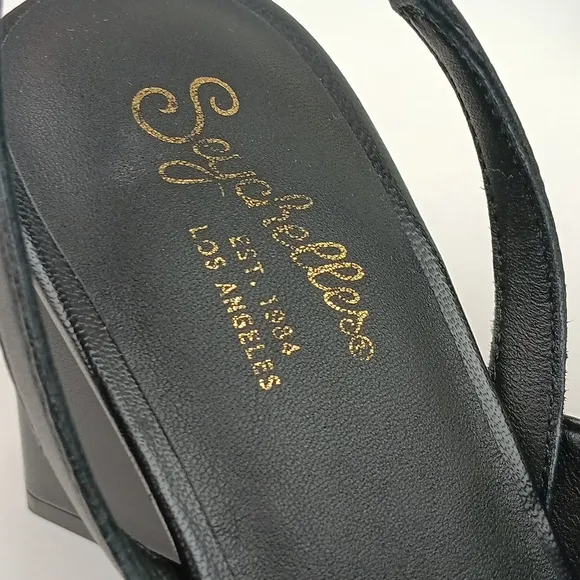 Seychelles Rumor Has It Black Slingback Point Toe Leather Heels sz 8.5