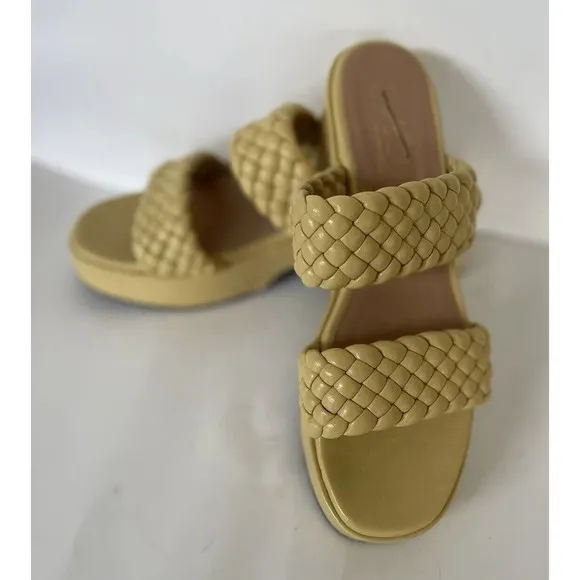 Seychelles Women's Yellow Novelty Platform Braided Preppy Leather Sandals Sz 10