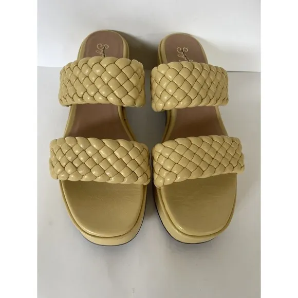 Seychelles Women's Yellow Novelty Platform Braided Preppy Leather Sandals Sz 10