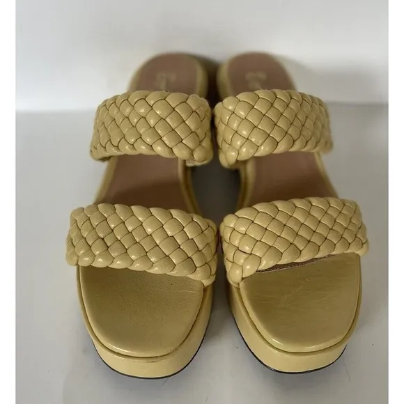Seychelles Women's Yellow Novelty Platform Braided Preppy Leather Sandals Sz 10