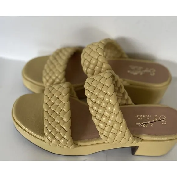 Seychelles Women's Yellow Novelty Platform Braided Preppy Leather Sandals Sz 10