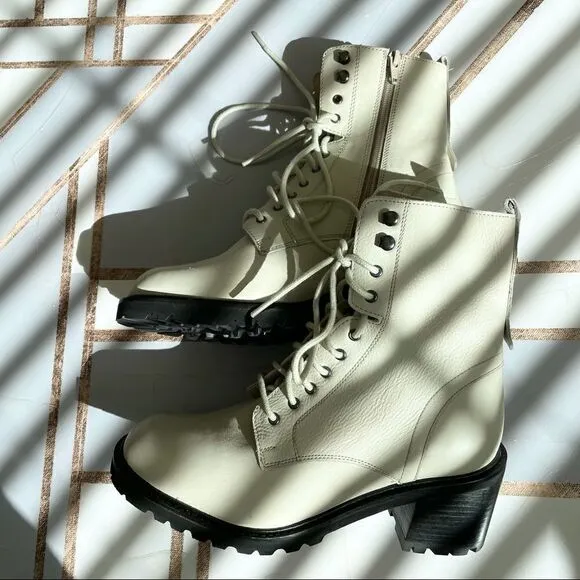 SEYCHELLES Irresistible Combat Boot Off-White and Black
