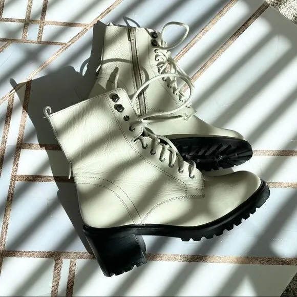 SEYCHELLES Irresistible Combat Boot Off-White and Black
