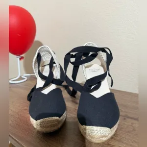 Sezane Women's Black Espadrille Wedges