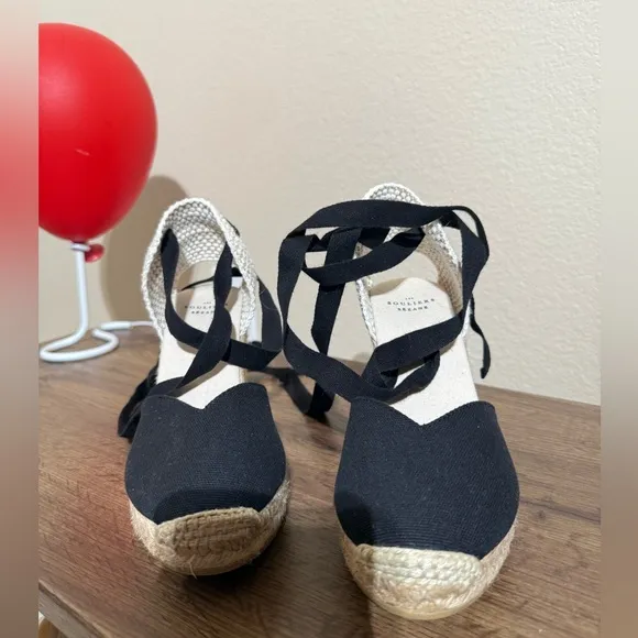 Sezane Women's Black Espadrille Wedges