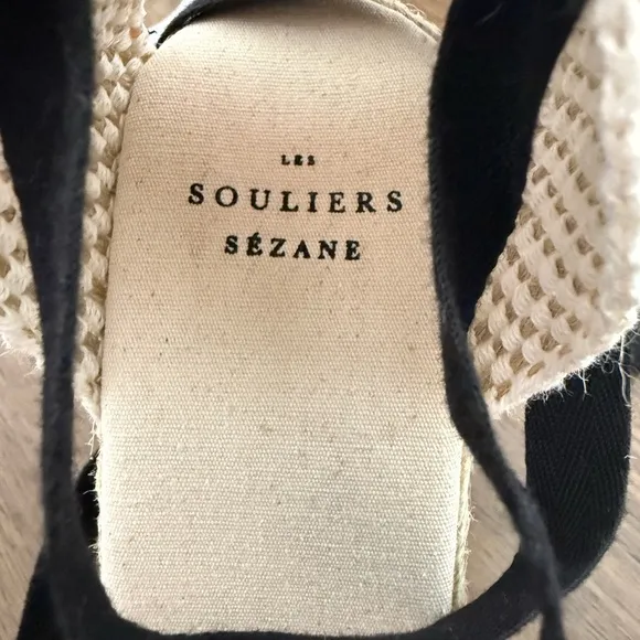 Sezane Women's Black Espadrille Wedges