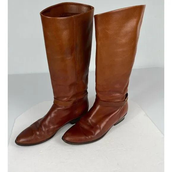 SHELBY Boots Women's size 9.5 M Brown Vintage 80 Knee High Riding Boots Leather.