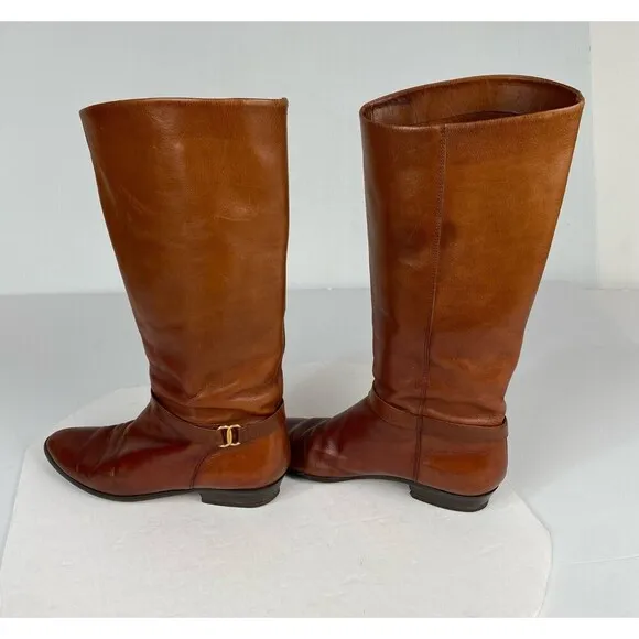 SHELBY Boots Women's size 9.5 M Brown Vintage 80 Knee High Riding Boots Leather.