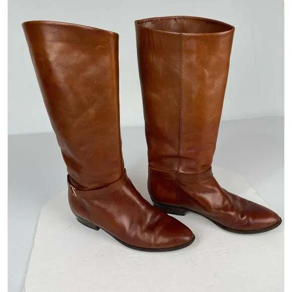 SHELBY Boots Women's size 9.5 M Brown Vintage 80 Knee High Riding Boots Leather.