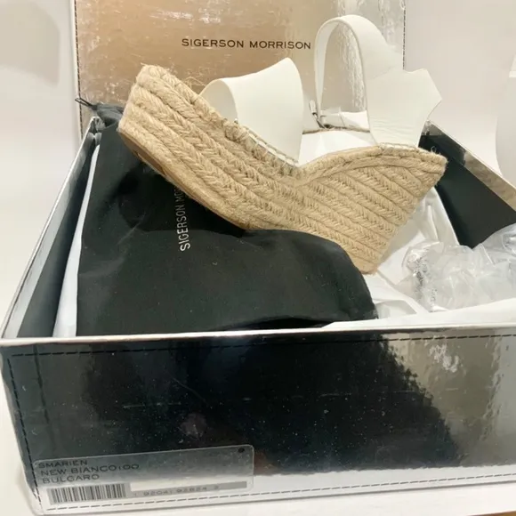 SIGERSON MORRISON Arien platform wedge Espadrille white leather sandal pumps 9