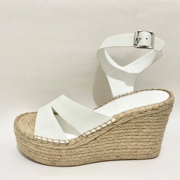 SIGERSON MORRISON Arien platform wedge Espadrille white leather sandal pumps 9