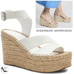SIGERSON MORRISON Arien platform wedge Espadrille white leather sandal pumps 9