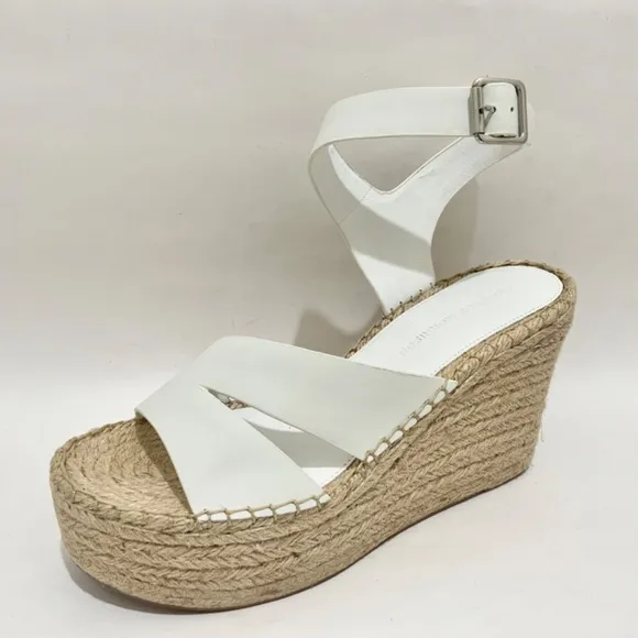 SIGERSON MORRISON Arien platform wedge Espadrille white leather sandal pumps 9