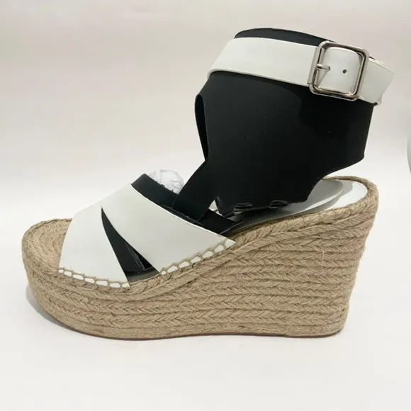 SIGERSON MORRISON Arien platform wedge Espadrille white leather sandal pumps 9