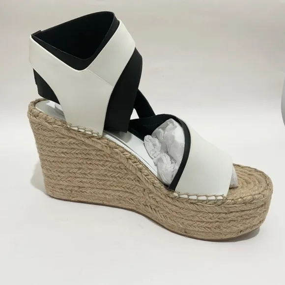 SIGERSON MORRISON Arien platform wedge Espadrille white leather sandal pumps 9