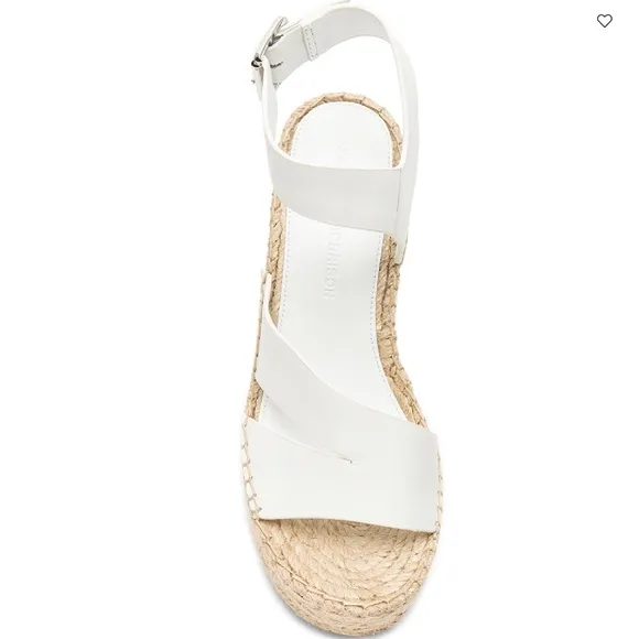 SIGERSON MORRISON Arien platform wedge Espadrille white leather sandal pumps 9