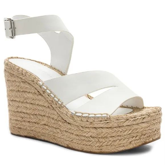 SIGERSON MORRISON Arien platform wedge Espadrille white leather sandal pumps 9