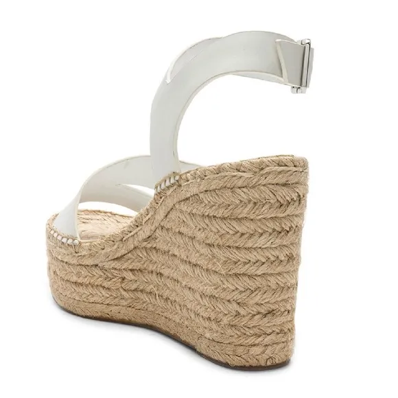 SIGERSON MORRISON Arien platform wedge Espadrille white leather sandal pumps 9
