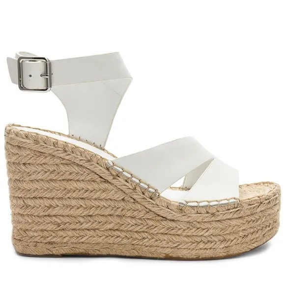 SIGERSON MORRISON Arien platform wedge Espadrille white leather sandal pumps 9