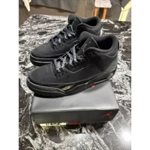 Size 10 - Air Jordan 3 Retro “Black Cat” Shoes 2025 CT8532-001 NIB