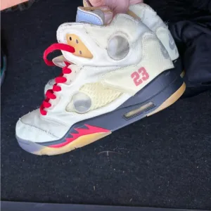Size 10.5 jordan 5 off white sail