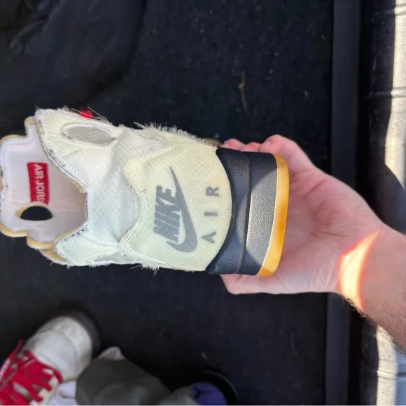Size 10.5 jordan 5 off white sail