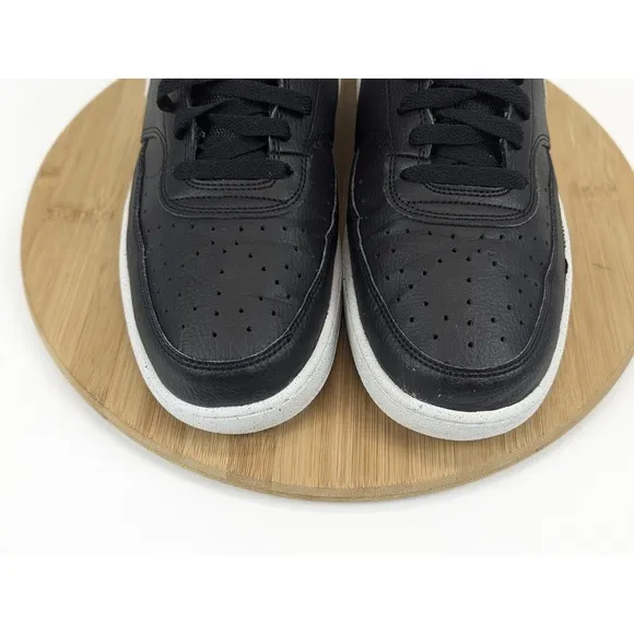Size 13 Nike Court Vision Low Mens Black White Shoes Leather Sneakers