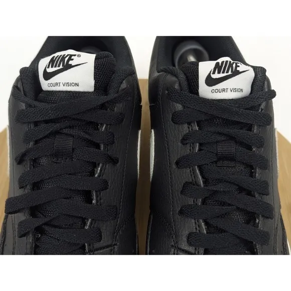 Size 13 Nike Court Vision Low Mens Black White Shoes Leather Sneakers
