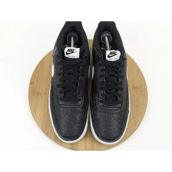 Size 13 Nike Court Vision Low Mens Black White Shoes Leather Sneakers