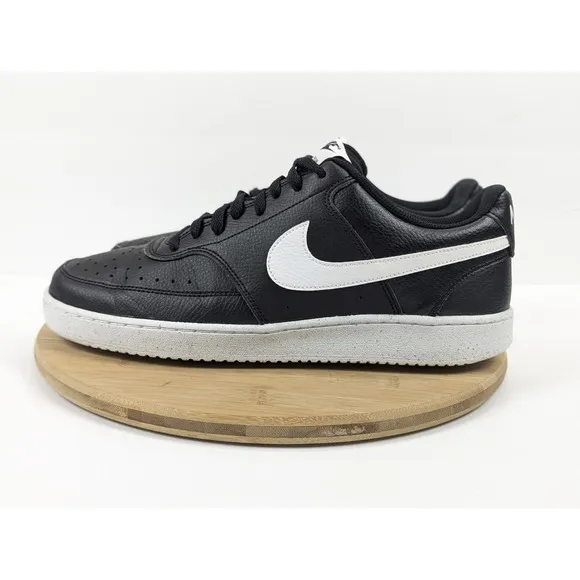 Size 13 Nike Court Vision Low Mens Black White Shoes Leather Sneakers