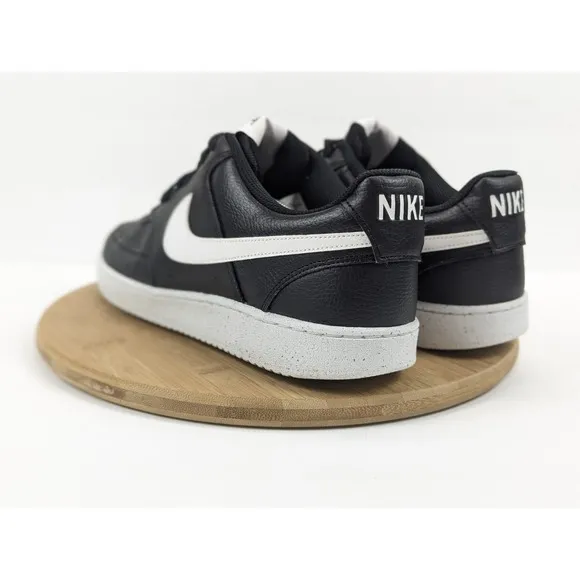 Size 13 Nike Court Vision Low Mens Black White Shoes Leather Sneakers