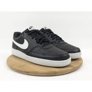 Size 13 Nike Court Vision Low Mens Black White Shoes Leather Sneakers