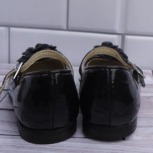 SIZE 24. Armani baby Mary Janes navy patent leather shoes.