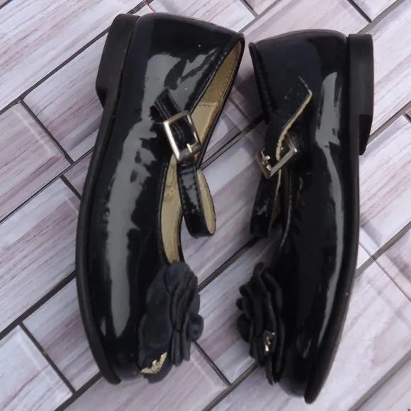 SIZE 24. Armani baby Mary Janes navy patent leather shoes.