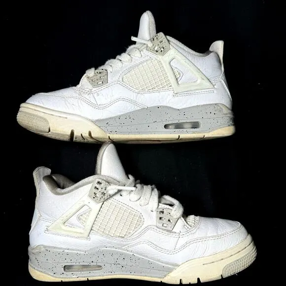 Size 5.5 - Nike Air Jordan 4 Retro GS White Oreo Men's Shoes