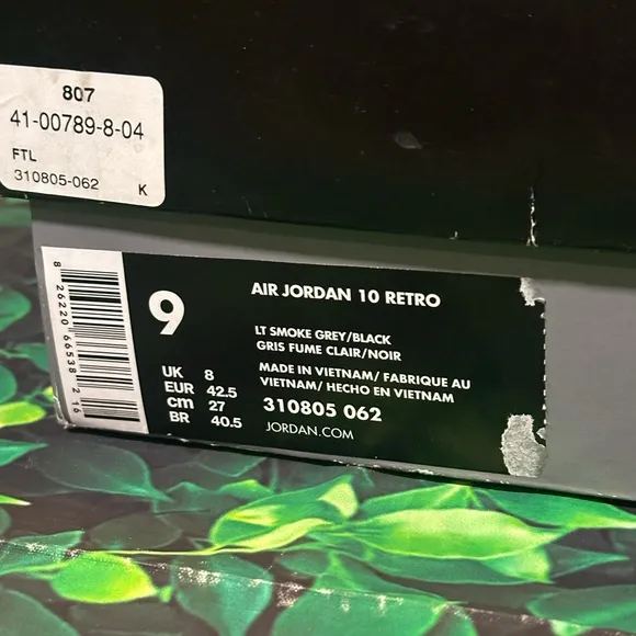 Size 9 Air Jordan 10 Retro Light Smoke Grey
