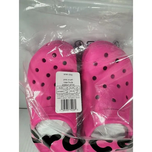 Size 9 Womens Crocs Siren Clog Platform Heel Pink Crush 208547-6TW BRAND NEW