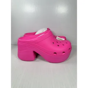 Size 9 Womens Crocs Siren Clog Platform Heel Pink Crush 208547-6TW BRAND NEW