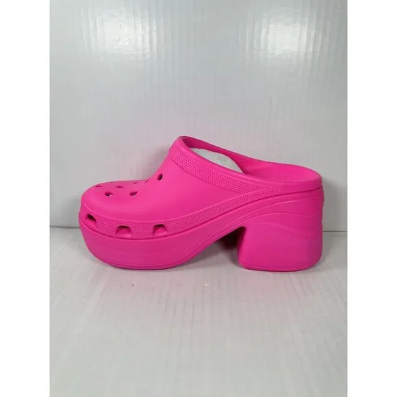 Size 9 Womens Crocs Siren Clog Platform Heel Pink Crush 208547-6TW BRAND NEW