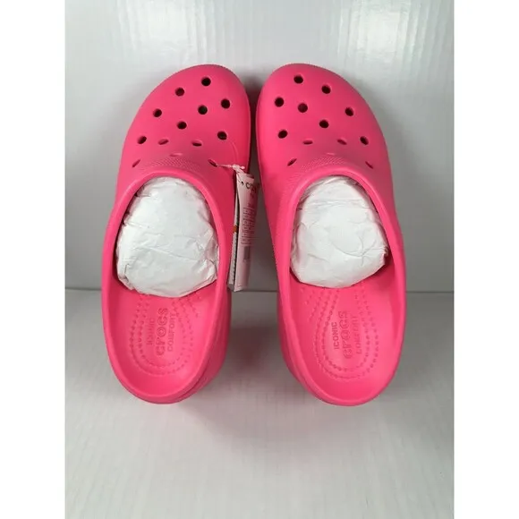 Size 9 Womens Crocs Siren Clog Platform Heel Pink Crush 208547-6TW BRAND NEW
