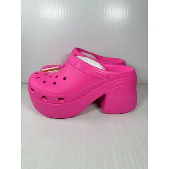Size 9 Womens Crocs Siren Clog Platform Heel Pink Crush 208547-6TW BRAND NEW