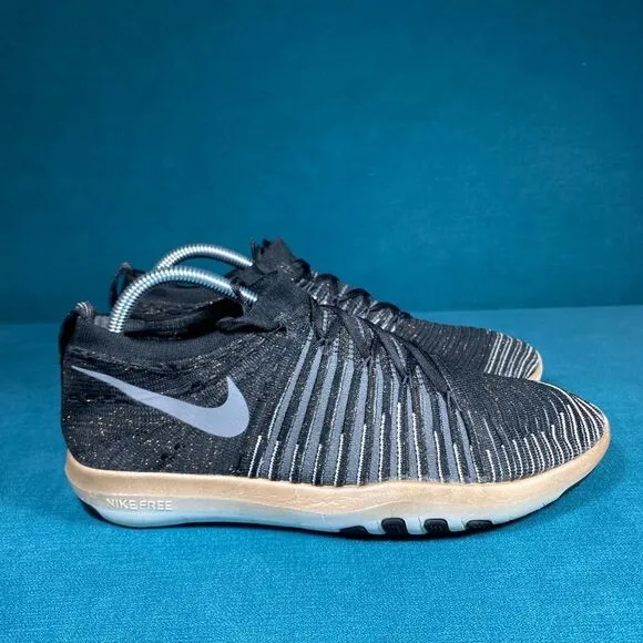 Size 10 - Women’s Nike Free Transform Flyknit black shoes