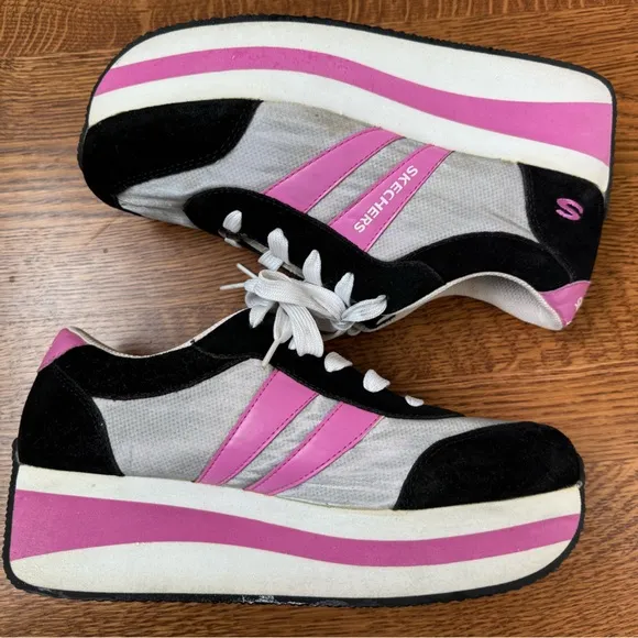 SKECHERS Somethin Else Rare Y2K Platform Sneakers 90s Chunky Vintage Shoes 10