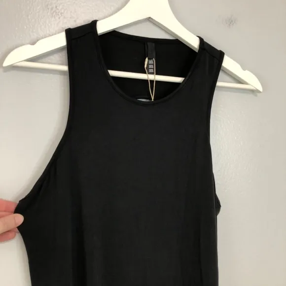 Skims New Black Onyx Smooth Lounge Maxi Dress Open Racer Back Cutout Size 2X