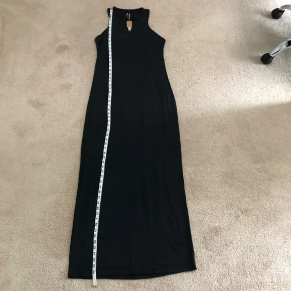 Skims New Black Onyx Smooth Lounge Maxi Dress Open Racer Back Cutout Size 2X